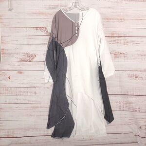 Costaric Boho Abstract Patterned Long Sleeve Maxi Dress XXL NWT